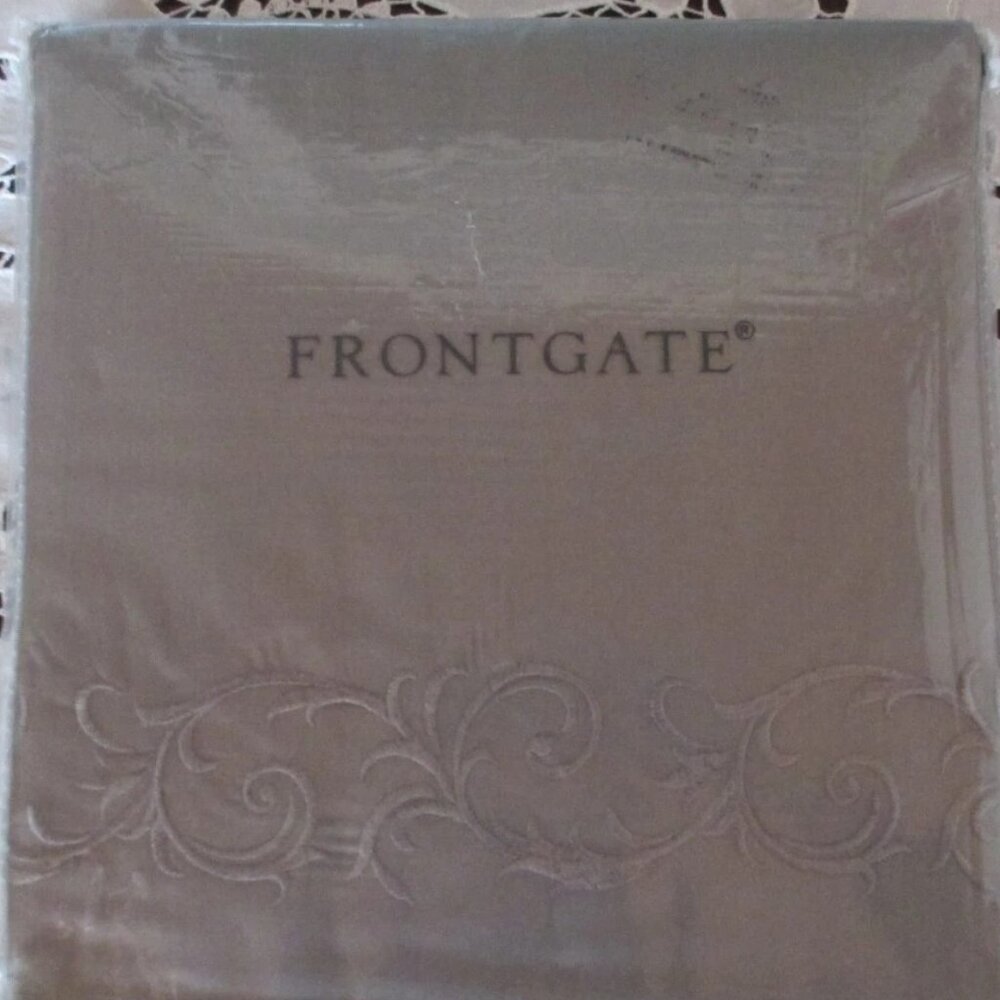 New In Package Frontgate Queen Duvet Embroidered Pewter $299